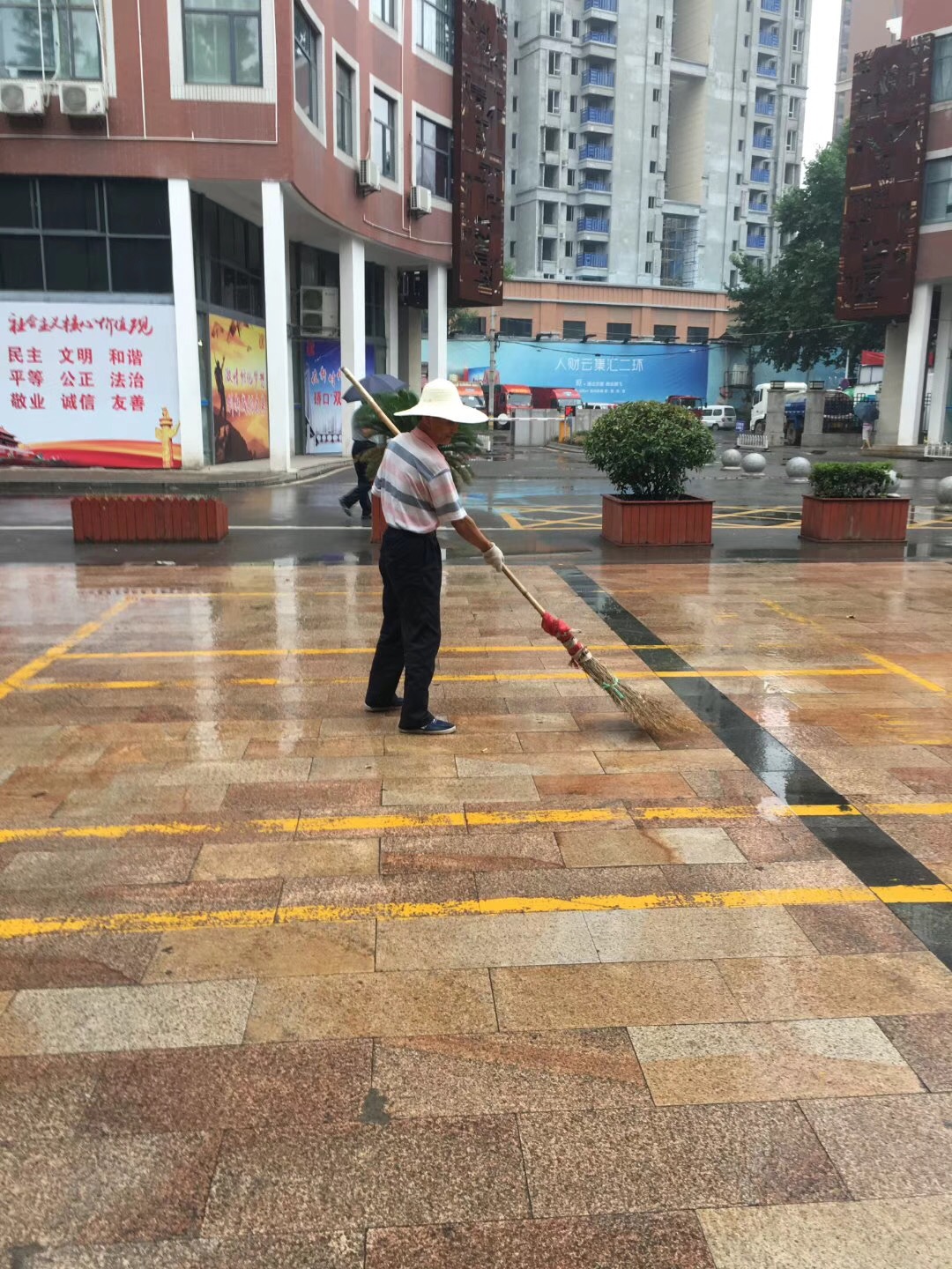 武汉齐峰物业，三新孵化器园区物业保洁，落叶扫除